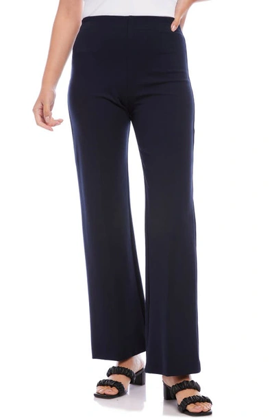 Karen Kane Patch Pocket Wide Leg Linen Pants In Midnight Blue