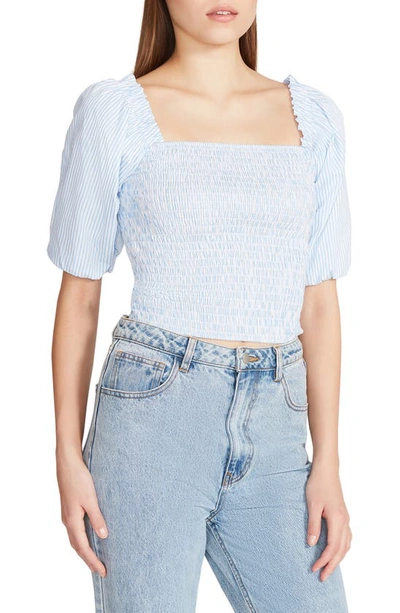 Shop Steve Madden Susana Smocked Top In Blue