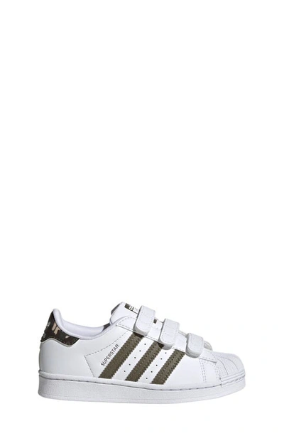 Adidas Originals Kids Superstar Sneaker In White Olive Strata