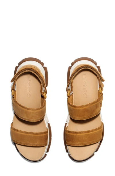 Timberland Adley Way Platform Sandal In Wheat Nubuck