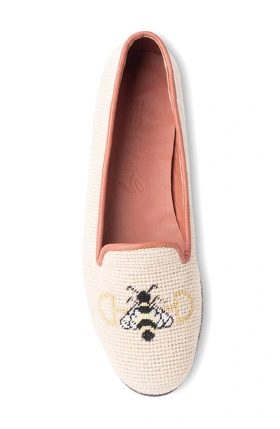 Shop Bypaige Needlepoint Bee Flat In Tan