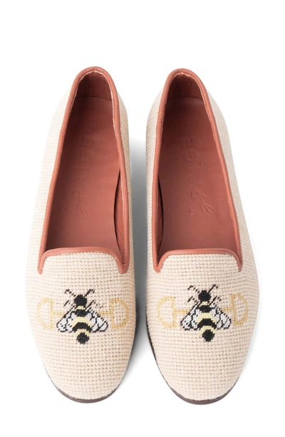 Shop Bypaige Needlepoint Bee Flat In Tan