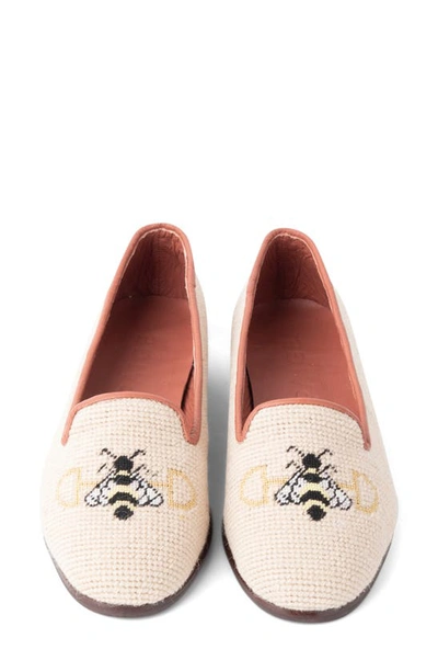 Shop Bypaige Needlepoint Bee Flat In Tan