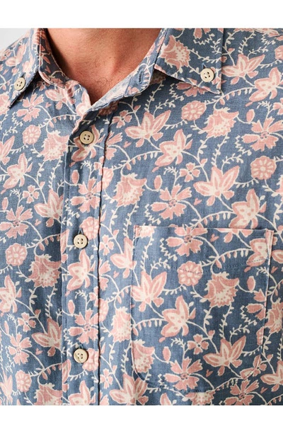 Shop Faherty Breeze Floral Short Sleeve Hemp & Lyocell Button-down Shirt In Faded Floral Batik