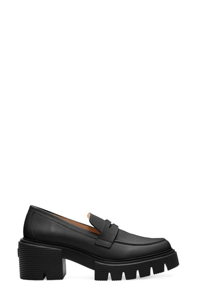 Shop Stuart Weitzman Soho Loafer In Black Smooth Calf Leather