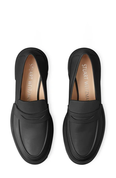 Shop Stuart Weitzman Soho Loafer In Black Smooth Calf Leather