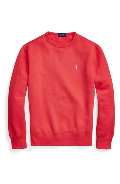 Shop Polo Ralph Lauren Fleece Crewneck Sweatshirt In Red Reef
