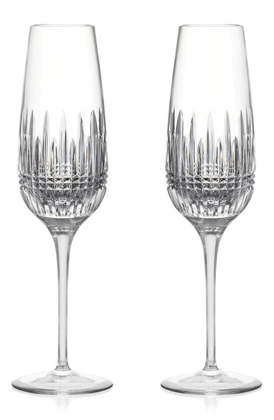 Shop Waterford Lismore Diamond Essence Set Of 2 Crystal Champagne Flutes In Clear
