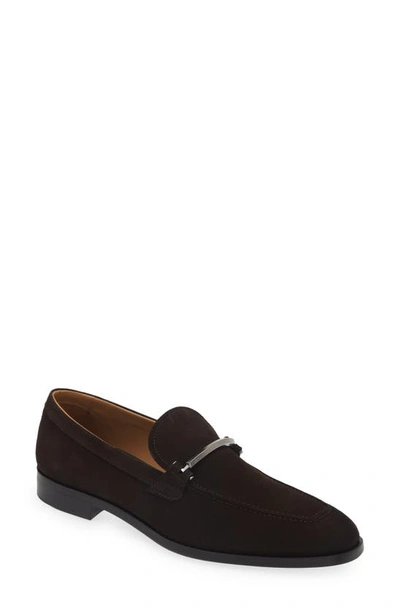 Shop Hugo Boss Lisbon Bit Loafer In Dark Brown