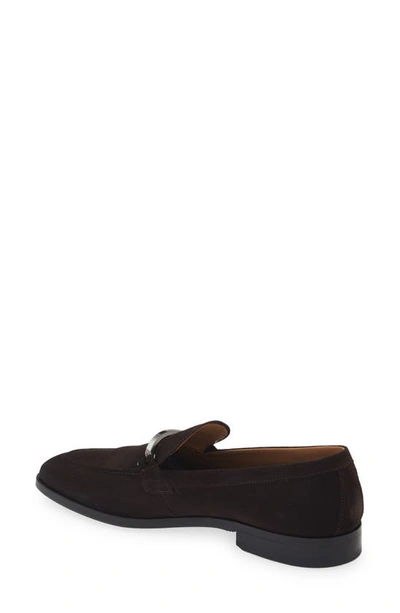 Shop Hugo Boss Lisbon Bit Loafer In Dark Brown