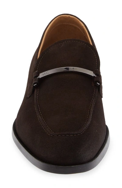 Shop Hugo Boss Lisbon Bit Loafer In Dark Brown