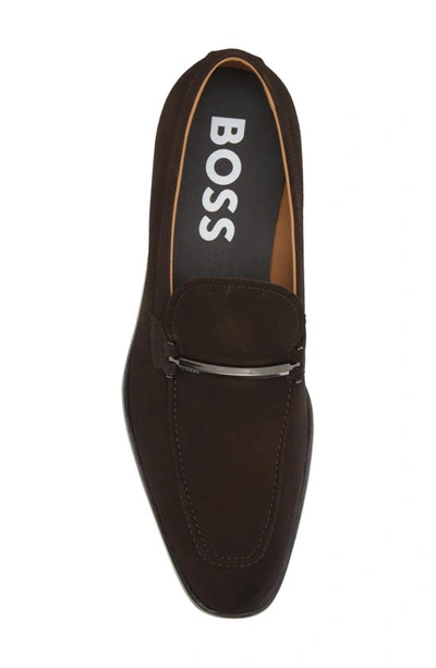 Shop Hugo Boss Lisbon Bit Loafer In Dark Brown