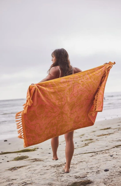 Shop Slowtide Rosie Tassel Trim Cotton Beach Towel In Orange