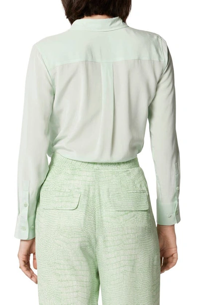 Shop Equipment Signature Slim Fit Silk Button-up Shirt In Misty Jade