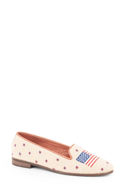 Shop Bypaige Needlepoint American Flag Loafer In Tan