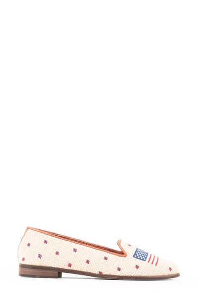 Bypaige Needlepoint American Flag Loafer In Tan
