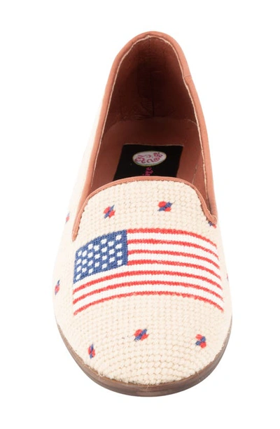 Bypaige Needlepoint American Flag Loafer In Tan