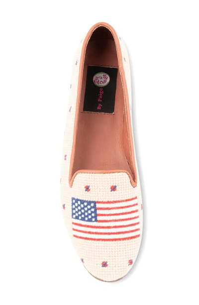 Shop Bypaige Needlepoint American Flag Loafer In Tan