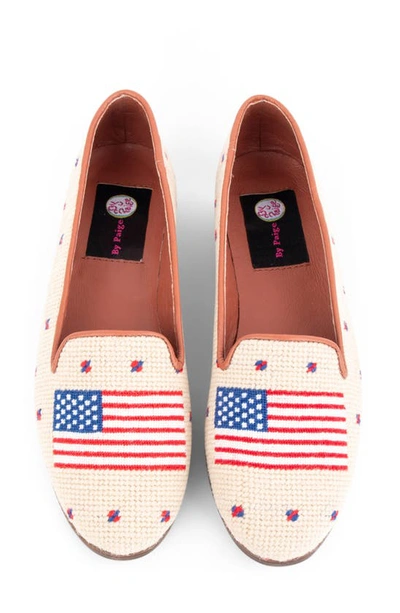 Shop Bypaige Needlepoint American Flag Loafer In Tan