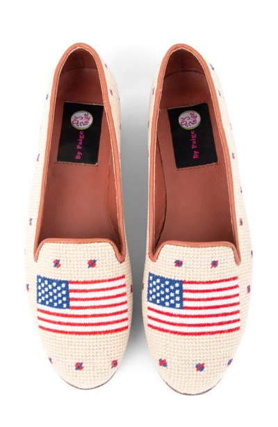 Bypaige Needlepoint American Flag Loafer In Tan