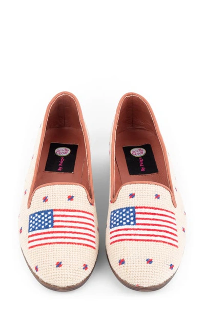 Shop Bypaige Needlepoint American Flag Loafer In Tan