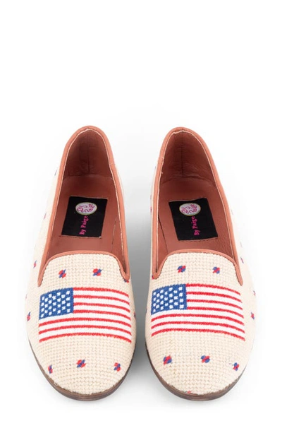 Bypaige Needlepoint American Flag Loafer In Tan