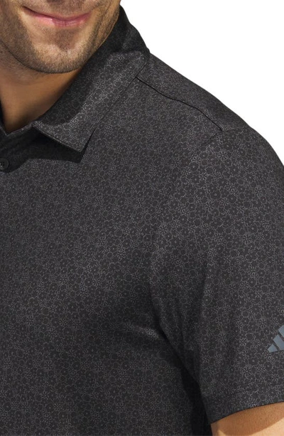 Shop Adidas Golf Allover Print Golf Polo In Black