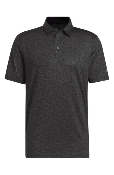 Shop Adidas Golf Allover Print Golf Polo In Black