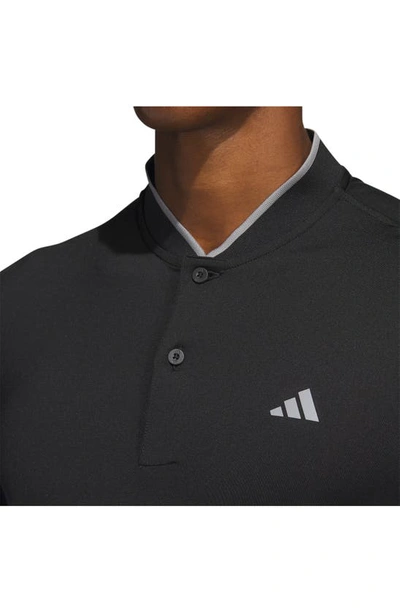 Shop Adidas Golf Long Sleeve Blade Collar Performance Golf Polo In Black