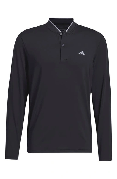 Shop Adidas Golf Long Sleeve Blade Collar Performance Golf Polo In Black