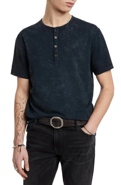 Shop John Varvatos Ethan Cotton Henley Shirt In Ink Blue