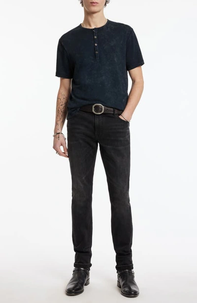 Shop John Varvatos Ethan Cotton Henley Shirt In Ink Blue