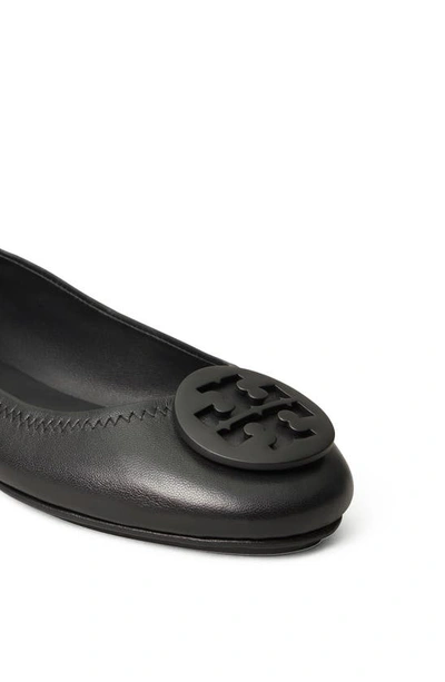 Tory Burch Logo-plaque Leather Ballerina Pumps In Perfect Black