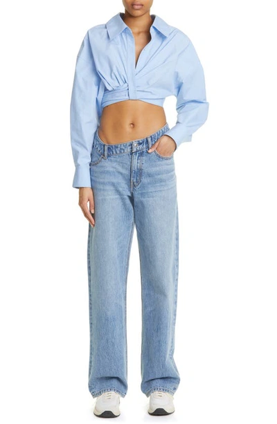 Shop Alexander Wang Asymmetric Waist Slouchy Nonstretch Jeans In Vintage Light Indigo