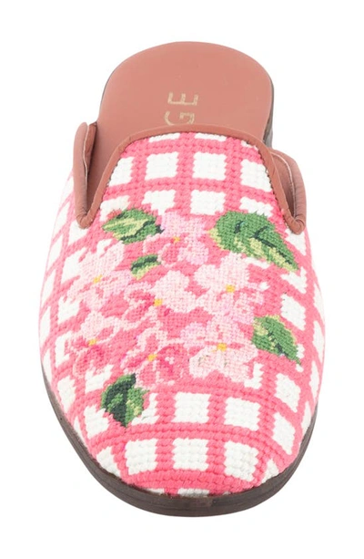 Bypaige Needlepoint Hydrangea Mule In Pink Hydrangea