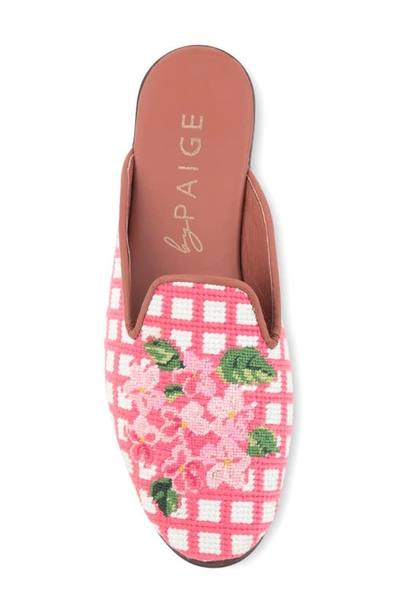 Bypaige Needlepoint Hydrangea Mule In Pink Hydrangea