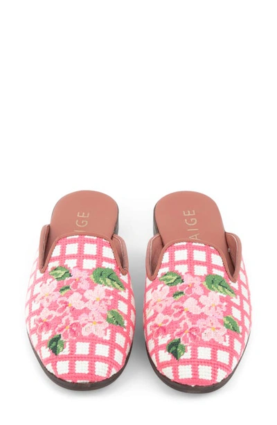 Bypaige Needlepoint Hydrangea Mule In Pink Hydrangea