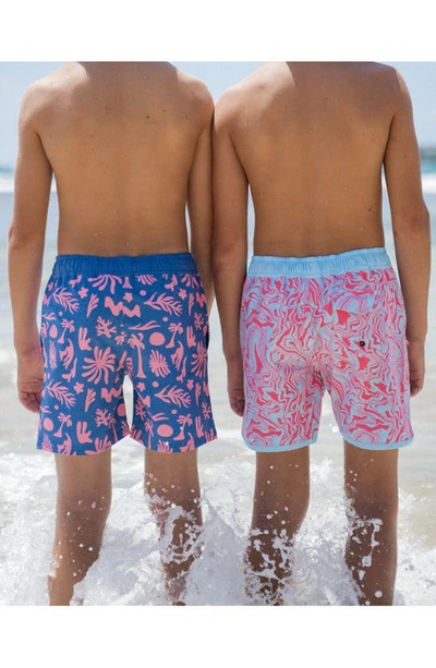 Shop Feather 4 Arrow Kids' Sunny Vibes Swim Trunks In Flamingo Pink
