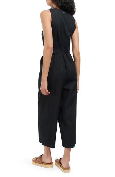 Shop Barbour Penrose Wide Leg Cotton & Linen Jumpsuit In Black