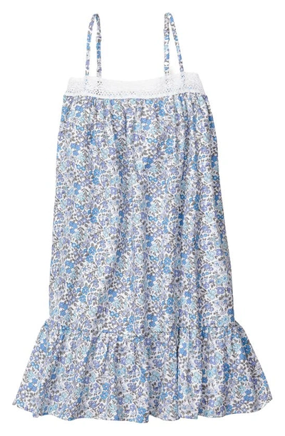 Shop Petite Plume Kids' Fleur Dazur Lily Floral Nightgown In Blue