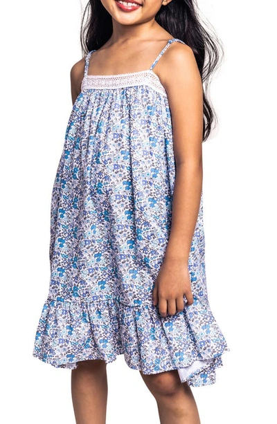 Shop Petite Plume Kids' Fleur Dazur Lily Floral Nightgown In Blue