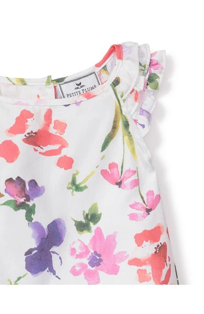 Shop Petite Plume Kids' Garden Of Giverny Amelie Floral Two-piece Short Pajamas In White