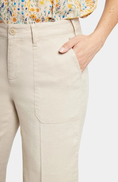 Shop Nydj Linen Blend Crop Wide Leg Pants In Feather