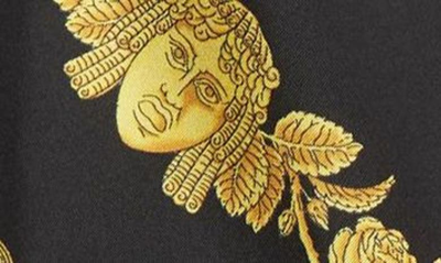 Shop Versace Heritage Barocco Print Silk Shorts In Black/ Gold