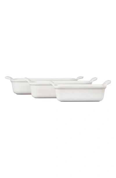 Le Creuset The Heritage Set Of 3 Rectangular Baking Dishes In White