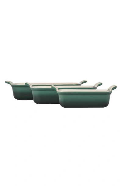Le Creuset The Heritage Set Of 3 Rectangular Baking Dishes In Artichaut