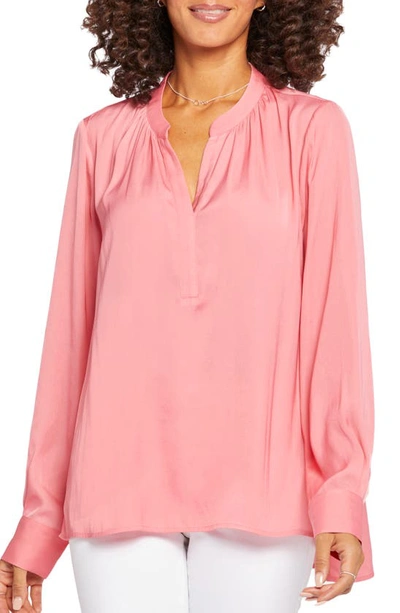 Shop Nydj Melody Popover Blouse In Pink Punch