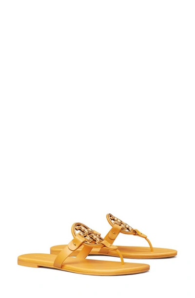 Shop Tory Burch Metal Miller Soft Leather Sandal In Peachy / Gold