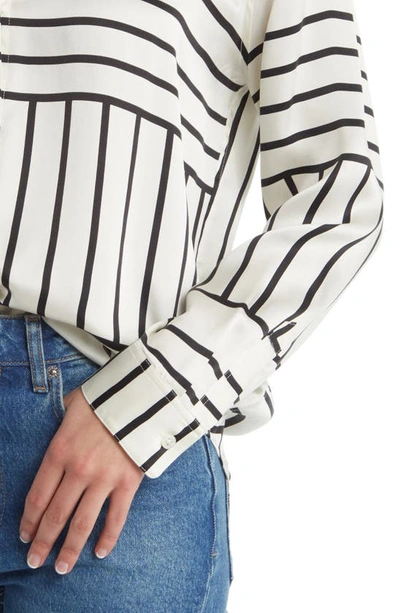 Shop Rails Mara Silk Button-up Shirt In Patchwork Stripe
