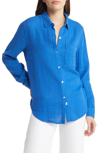 Shop Rails Ellis Organic Cotton Button-up Shirt In Cobalt